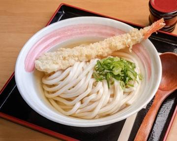 大きな海老の天ぷらうどん