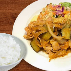 【定番】ナス入りしょうが焼定食 Pork Ginger and Eggplant Set Meal