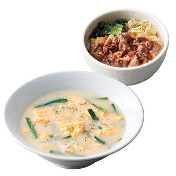 野菜玉子スープとミニカルビ丼セット