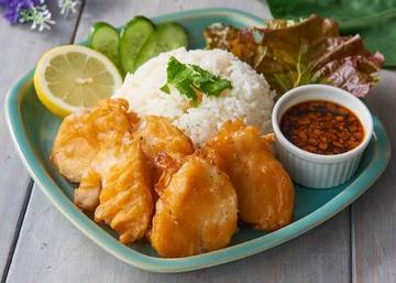 カオマンガイトード (むね肉) Khao Man Gai Thod (Chicken Breast)