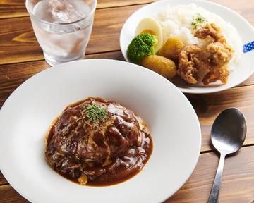 岩中豚100%煮込みハンバーグセット(デミグラスソース)