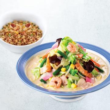 野菜たっぷりちゃんぽん半チャーハンセット