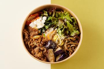【甘辛】牛プルコギと揚げ茄子の玄米ビビンバ Beef Bulgogi & Fried Eggplant Bibimbap