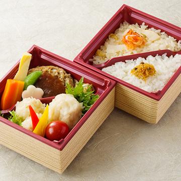 豆腐ハンバーグと二種のしゅうまい二段弁当