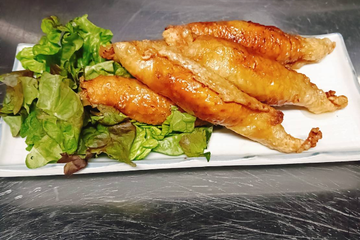 鶏皮餃子(5個)+ご飯