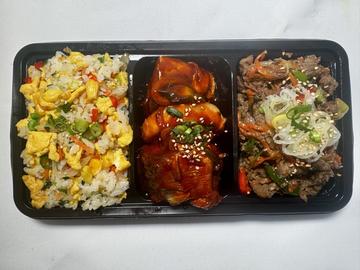 韓国満腹ダブルメインセット 玉子野菜チャーハン+韓国式サバ煮+牛プルコギ