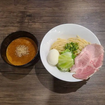 海老トマトつけ麺(大盛)+煮卵 Dipping Noodles(Large)+Special Boiled Egg