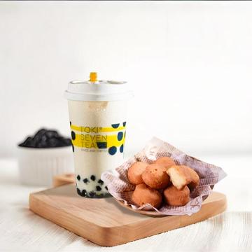 鉄観烏龍タピオカミルクティーM+豆乳ドーナツボール(4個入り)