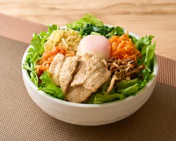 塩だれサムギョプサルとナムル5種類ビビンバ Bibimbap with salt sauce poke