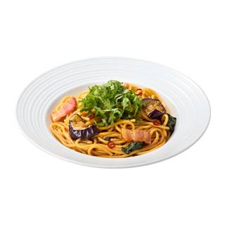 揚げナスとベーコンの香ばし醤油 Deep Fried Eggplant ＆ Bacon Pasta with Savory Soy Sauce