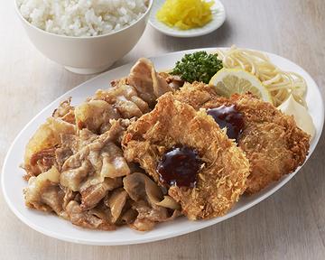 生姜焼き200グラム定食ひれカツ2枚セット Pork ＆ Ginger Stir-Fry (200g) Set Meal + Belly Cutlet (2p)