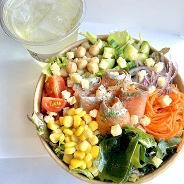スモークサーモンと7色野菜のサラダボウル+リンゴ酢セット