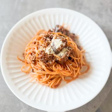 ナスのミートソースパスタ