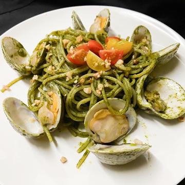 本日の貝のパスタ青じそジェノベーゼ