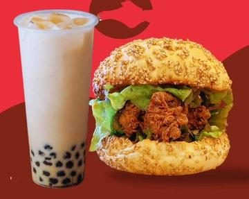 台湾チキンバーガー  アッサムミルクティー(Mサイズ・タピオカ付き)セット