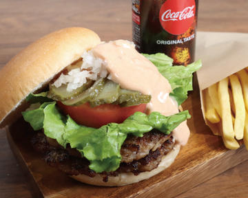 F-1158】フレッシュダブルハンバーガーセットDouble Burger with fresh vegetables Set