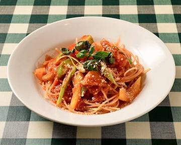色々野菜とバジルのポモドーロスパゲティーニ
