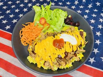 【Cheese】プルドポークオーバーライス Pulled Pork Over Rice with Cheese