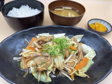 鶏ももと野菜炒め定食 にんにく風味