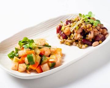 カチュンバルと豆のハーフ＆ハーフサラダ Kachumbari ＆ Bean Salad