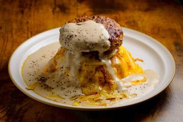 【人気No.3】 ポルチーニホワイトハンバーグチーズオムライスWhite sauce Hamburger Cheese Omelette Rice