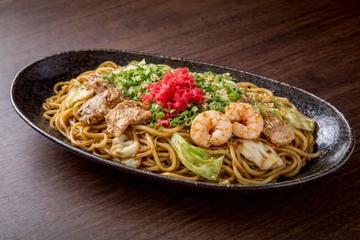 塩ペアそば(豚・いか・えびから2種) Two Topping Salt Yakisoba