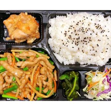 豚肉とにンにくの芽炒め弁当(蒜薹肉便当)