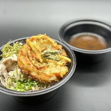 かき揚げ肉つけ蕎麦