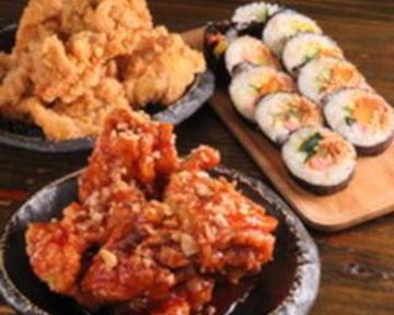 ヤンニョム＆フライドチキン (骨なし-12個) +タッカルビのり巻き(コーラサービス)