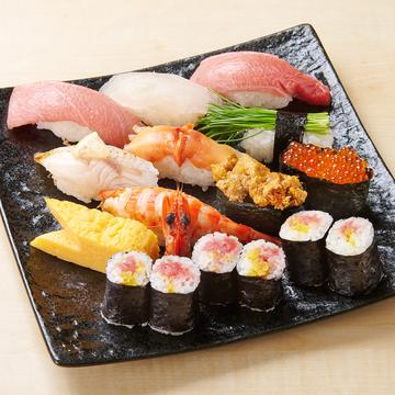 極上にぎり(にぎり9貫、切玉子、巻物1本)