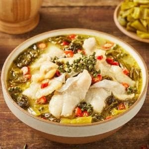 白身魚と高菜漬けの四川風煮込み