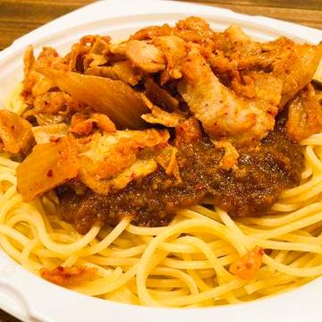 豚キムチミートソーススパゲッティー