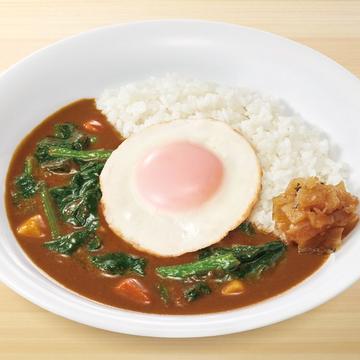 目玉焼きほうれん草カレー Pork Curry Rice w/ Sunny-Side-Up Egg & Spinach