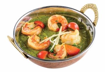 サグプラウンマサラ+ナン・Sag Prawn Masala＆Naan