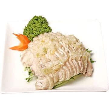 蒸し鶏のネギ油ソースかけ