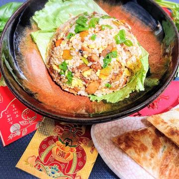 New S 6. 広東 ルーロー チャーハン+ ねぎ焼(2切れ) セット   広東 魯肉 飯炒飯套餐