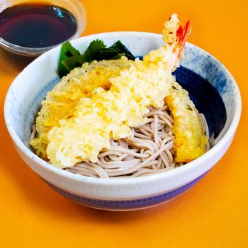 冷し海老天そば(海老天×1、南瓜×1)