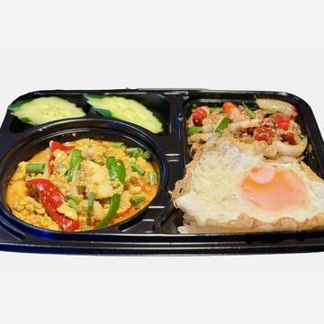 ガパオ+シーフードカレーの卵炒め +
