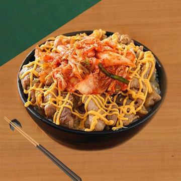 キムチーズにんにく醤油豚丼並 Garlic Soy Sauce Pork Rice Bowl with Kimchi ＆ Cheese ！