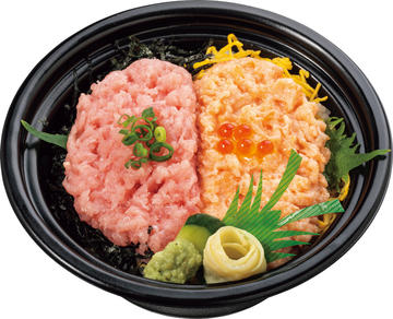 まぐろとサーモンのツインねぎとろ丼(ネタ倍)