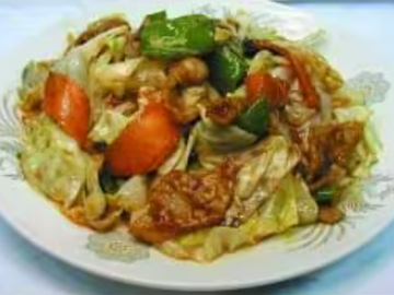キャベツと豚肉の中華辛味噌炒め