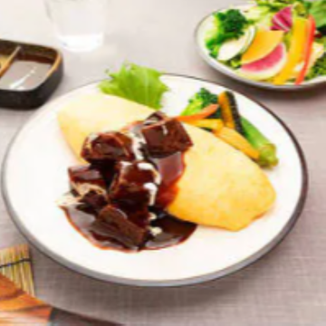 牛タンデミグラスソースオムライス Beef Tongue and Demi-Glace Sauce Omelette Rice