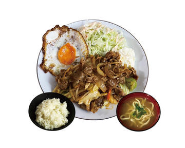 【ガッツリ系】豚肉スタミナ炒め定食(ミニそば付き)
