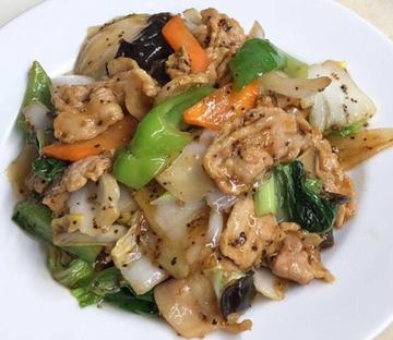 豚バラ黑胡椒炒め定食