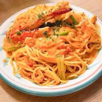 渡り蟹のトマトクリームパスタ