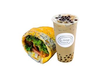 中華【江菜】煎餅  + M【紅茶】タピオカミルクティー