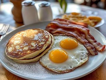 【人気No.1】Classic Pancakes with Bacon ＆Eggs 2枚(For 2)