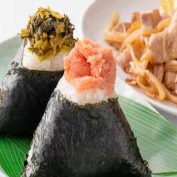 おにぎり二つ(明太子・高菜)・豚肉の生姜焼き