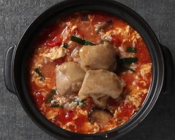 とりトマトチゲ雑炊 Chicken Tomato Jjigae Rice Porridge