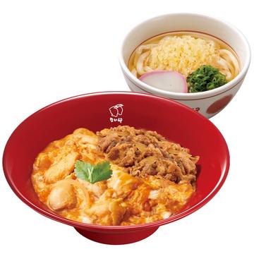 牛あいがけ親子丼 はいからうどんセット